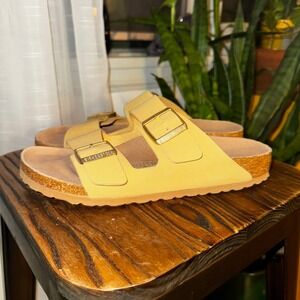 Birkenstock Arizona Vegan Suede Yellow Double Strap Comfort Sandals Women‎ 41